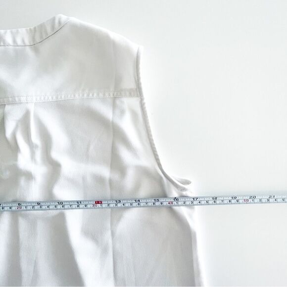 Hilary Radley Sleeveless Blouse Cream Front Zip Stretch Top Women's S High-Low - Picture 7 of 8